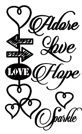 adore love hope hearts  100 x 180mm min buy 3